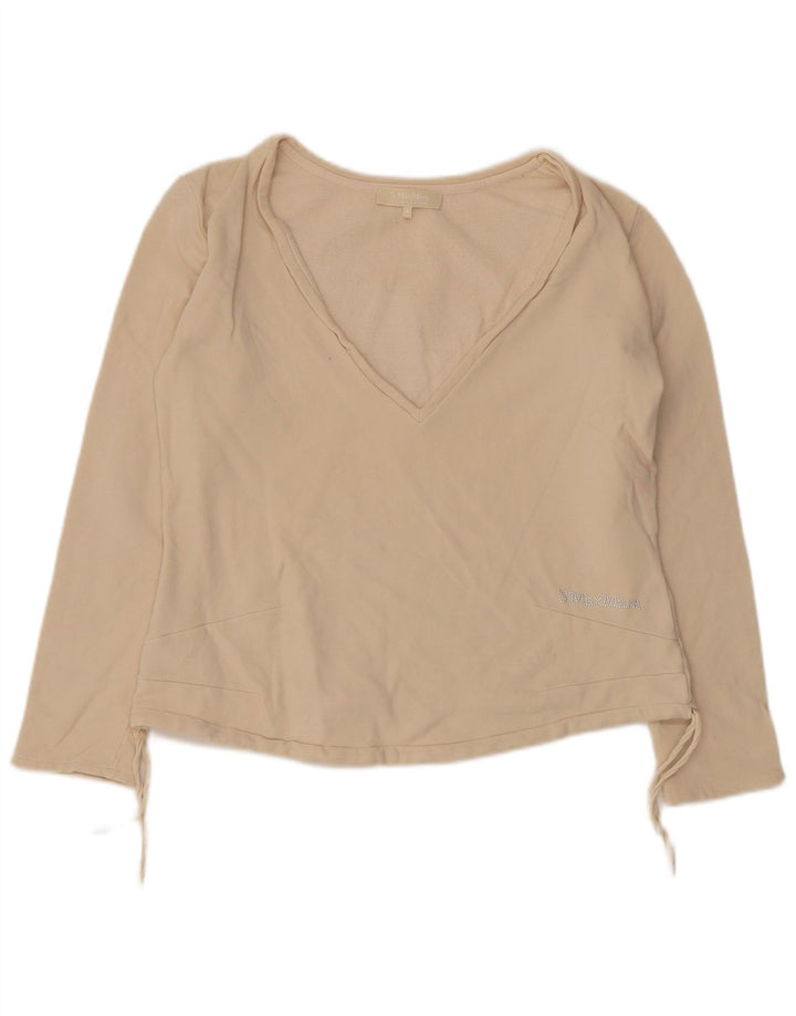 Top damski Max Mara z długim rękawem, UK 10, mały, beżowy, bawełniany