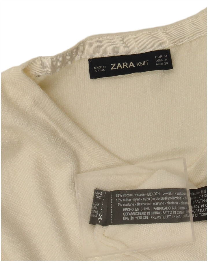Sweter damski Zara UK 12, średni, biały, wiskoza