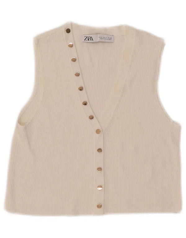 Damski top bez rękawów Zara UK 10, mały, biały