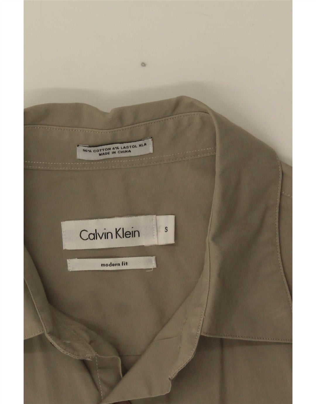Męska koszula o nowoczesnym kroju Calvin Klein, mała, bawełniana khaki