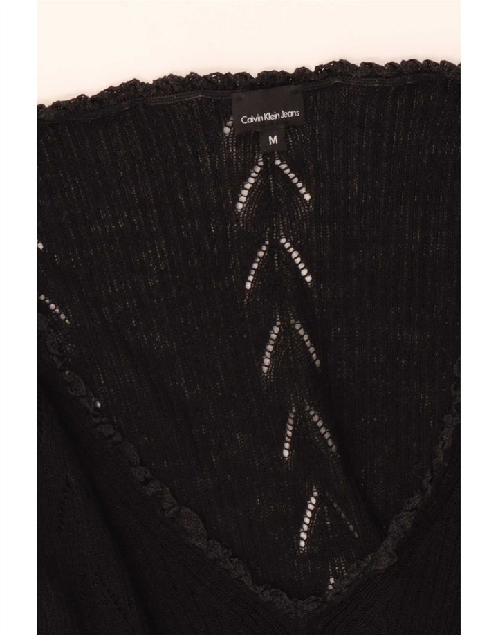 Damski top graficzny Calvin Klein z długim rękawem UK 12, średni czarny