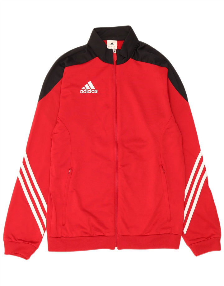 Adidas Męska bluza dresowa, mała czerwona, poliestrowa z blokami kolorów