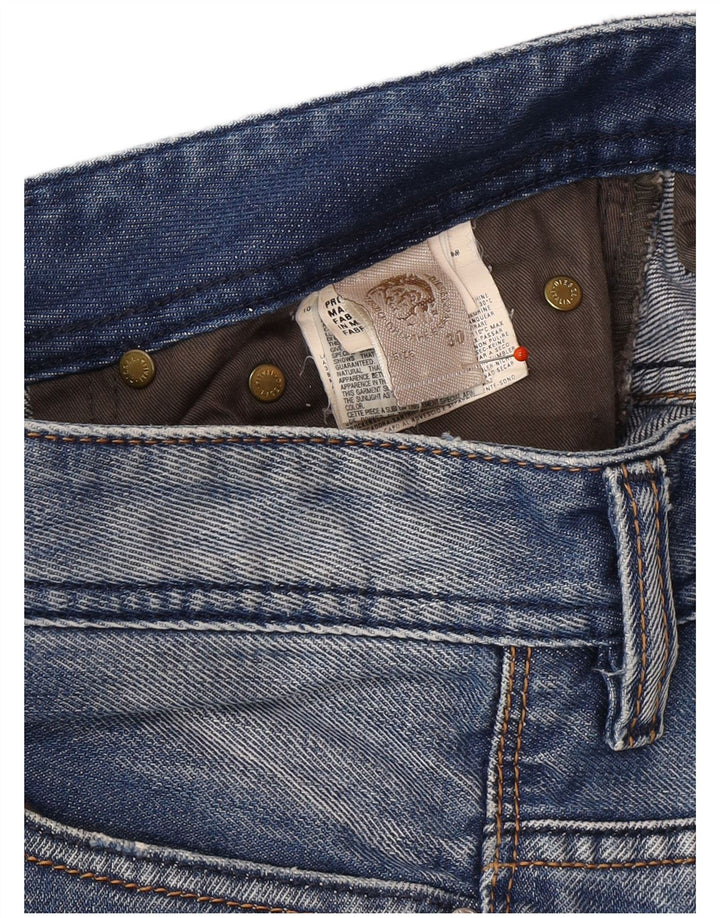 DIESEL Mens Distressed Straight Jeans W30 L34 Blue Cotton