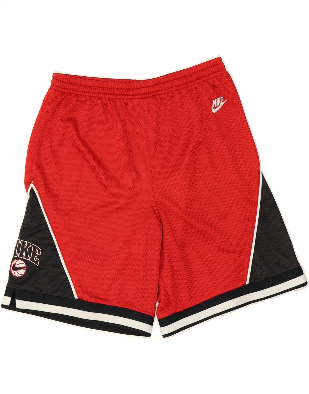 NIKE Mens Graphic Sport Shorts Small  Red Colourblock Polyester Vintage Nike and Second-Hand Nike from Messina Hembry 