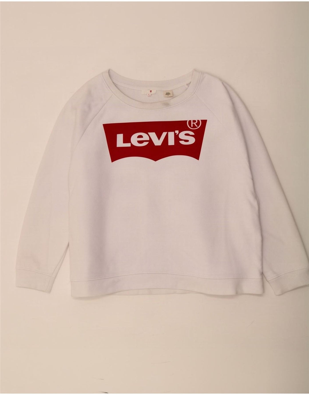 Damska bluza Levi's z grafiką oversize, UK 16, duża, biała bawełna