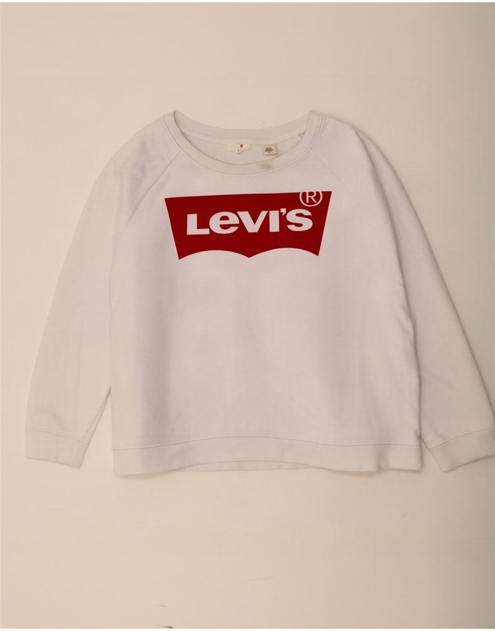 Damska bluza Levi's z grafiką oversize, UK 16, duża, biała bawełna