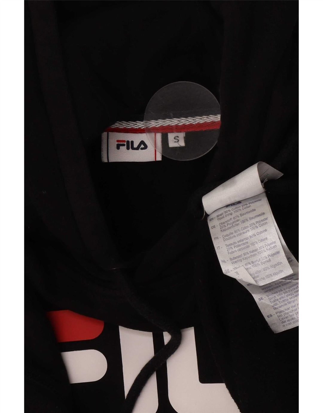 Męski sweter z kapturem Fila, mały, czarny, bawełniany