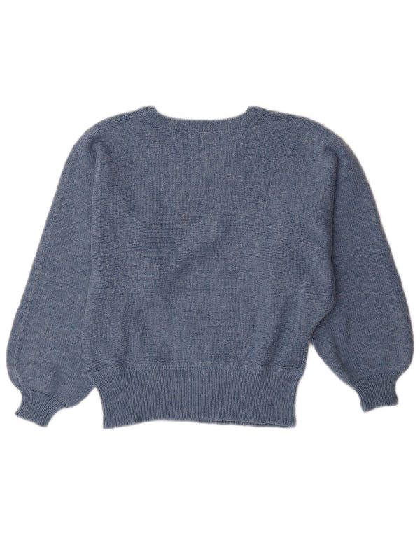 Vintage damski sweter z dekoltem w łódkę UK 12 w średnie niebieskie paski