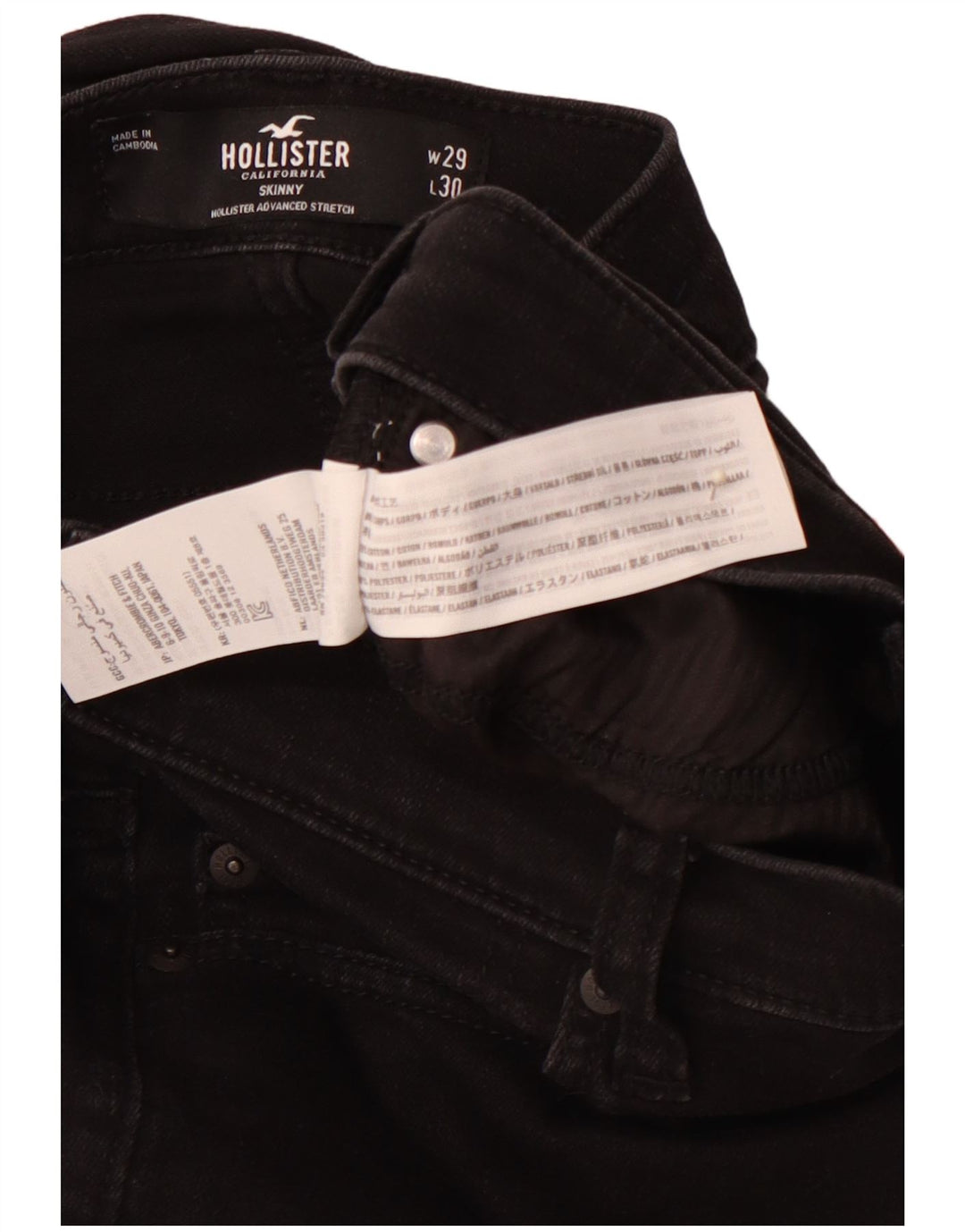 HOLLISTER Męskie jeansy obcisłe W29 L30 Czarne bawełniane