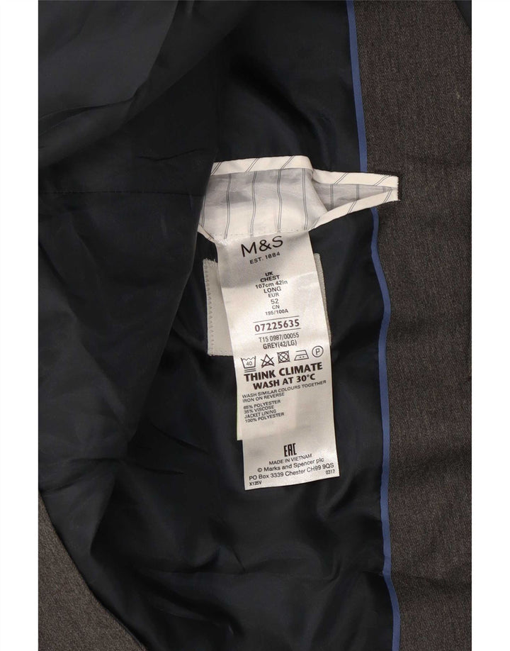 Marks & Spencer Męska marynarka zapinana na 2 guziki UK 42, duża, szara, poliester