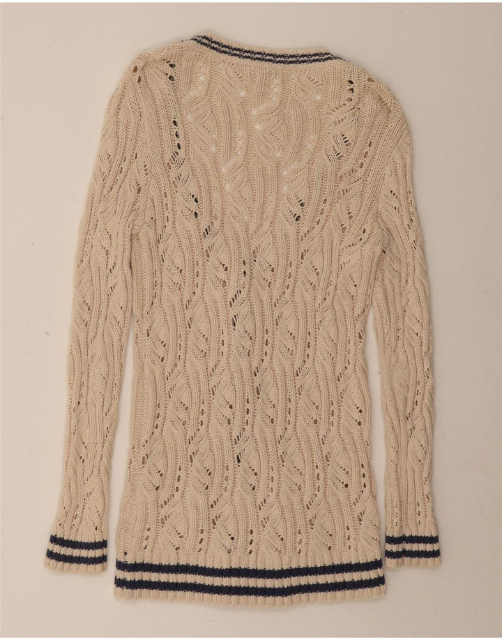 FAT FACE Womens Cardigan Sweater UK 12 Medium Beige Cotton Vintage Fat Face and Second-Hand Fat Face from Messina Hembry 