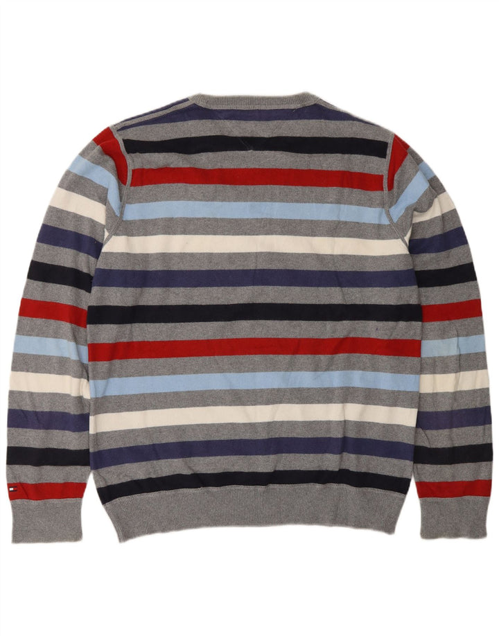 Męski sweter z okrągłym dekoltem Tommy Hilfiger w średnie, wielokolorowe paski
