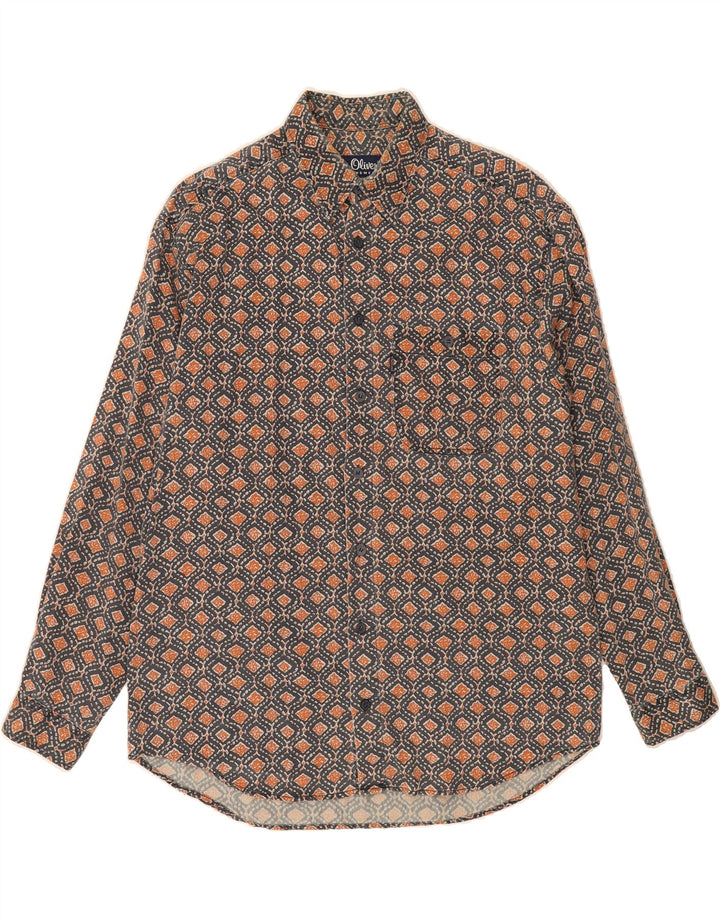 S.OLIVER Mens Shirt Medium Grey Floral Cotton Vintage S.Oliver and Second-Hand S.Oliver from Messina Hembry 