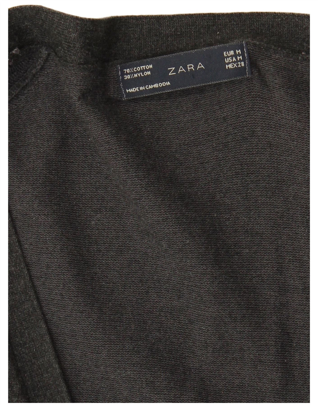 Damski sweter o przedłużonym fasonie Zara UK 12, średnioszary, bawełniany