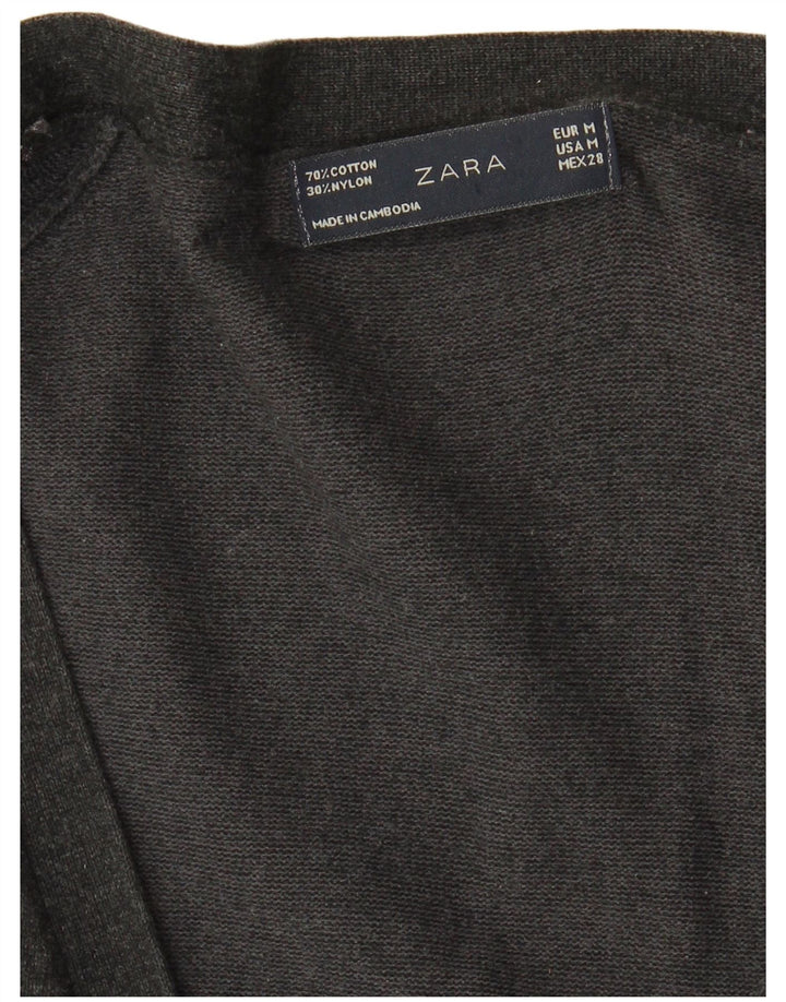 Damski sweter o przedłużonym fasonie Zara UK 12, średnioszary, bawełniany