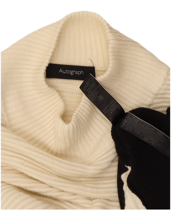 Marks & Spencer Damski sweter z golfem UK 12, średni złamanej bieli