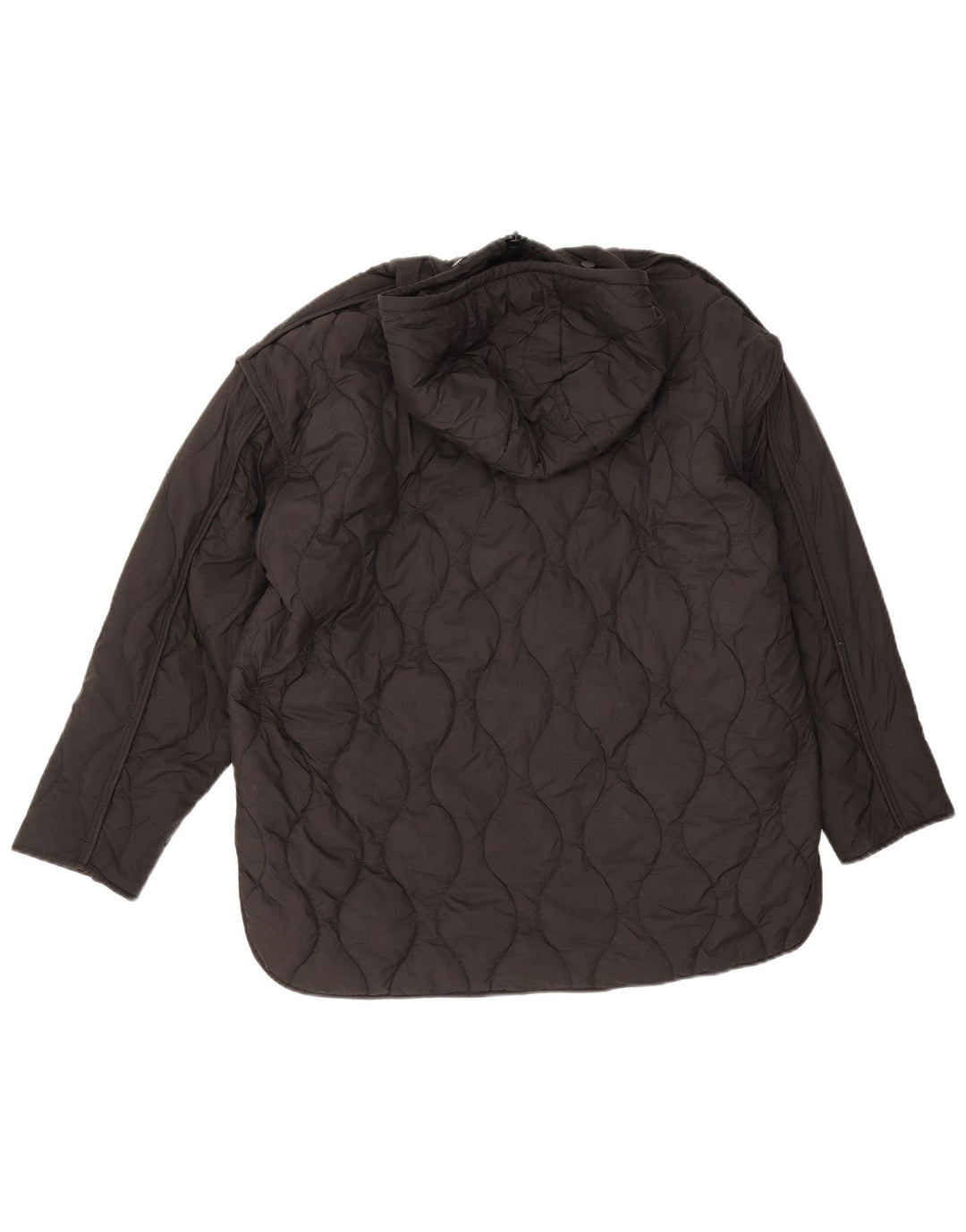 Damska pikowana kurtka oversize z kapturem Zara UK 6 XS, czarna, poliester