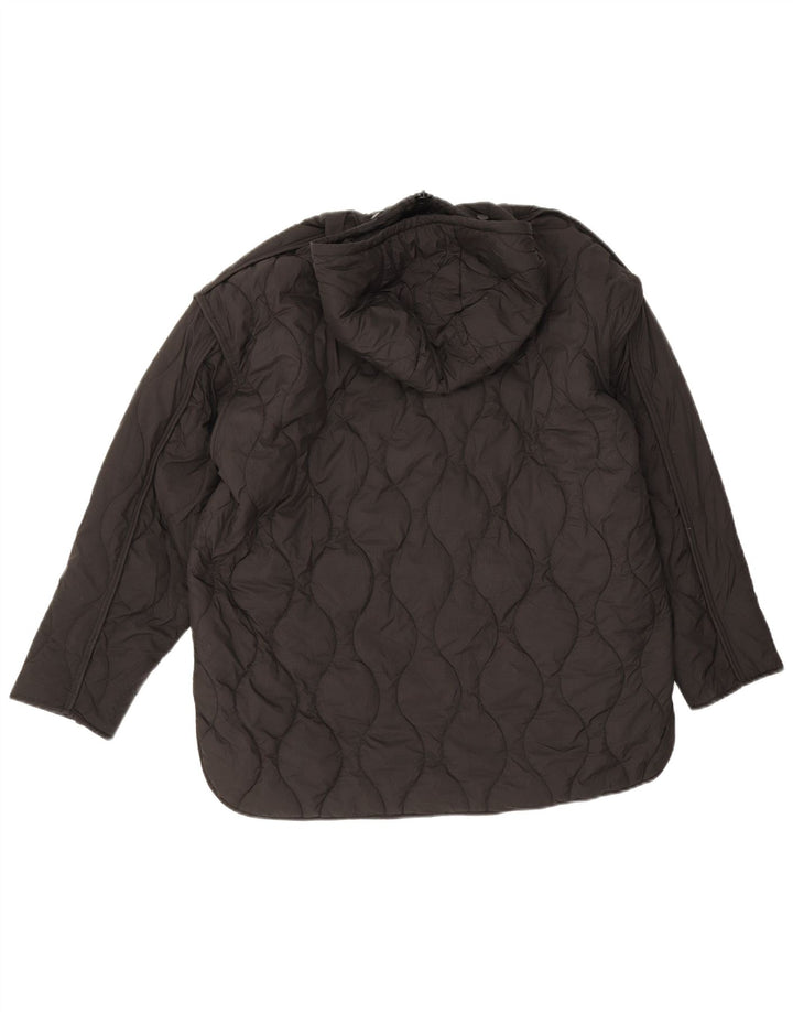 Damska pikowana kurtka oversize z kapturem Zara UK 6 XS, czarna, poliester