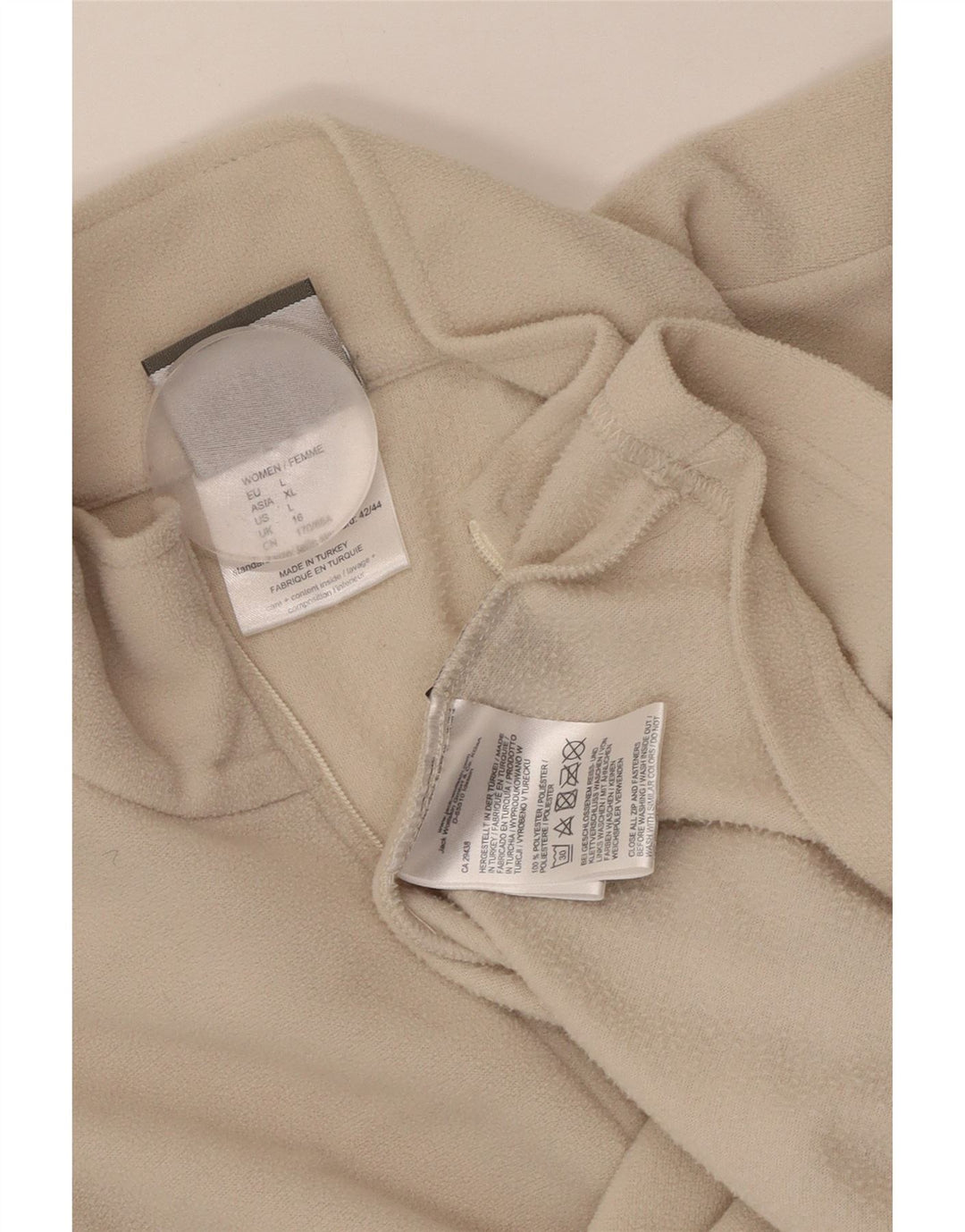 Damski sweter polarowy JACK WOLFSKIN z zamkiem błyskawicznym UK 16, duży, beżowy poliester