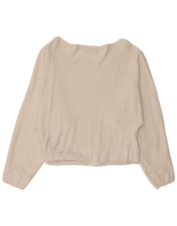 Damski top oversize z długim rękawem Zara UK 10 Small, biała wiskoza
