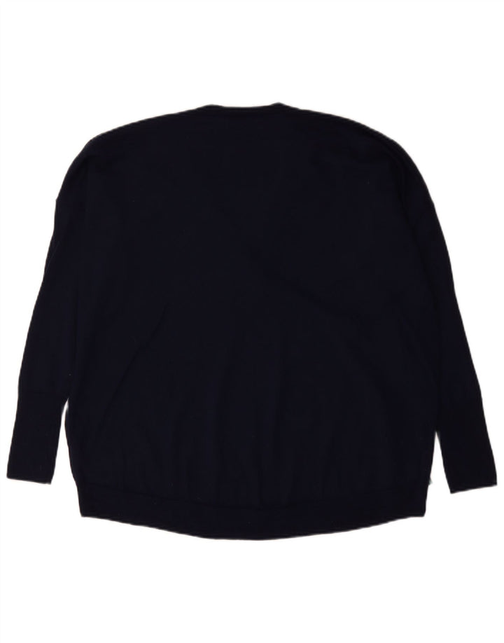 Damski sweter J. Crew Oversize z dekoltem w kształcie litery V, UK 14, średni granatowy
