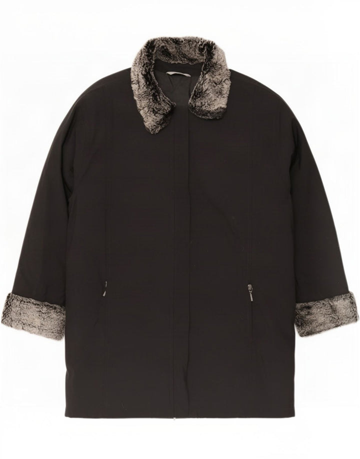 Marks & Spencer Damska kurtka oversize UK 16, duża, czarna, akrylowa