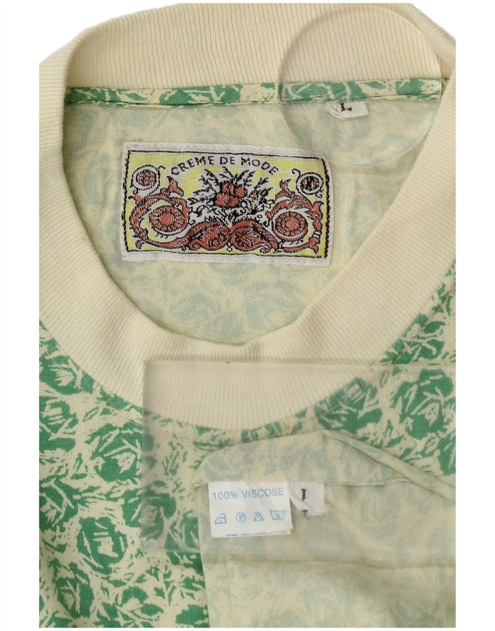 Męska koszulka VINTAGE Top duża zielona wiskoza w kwiaty