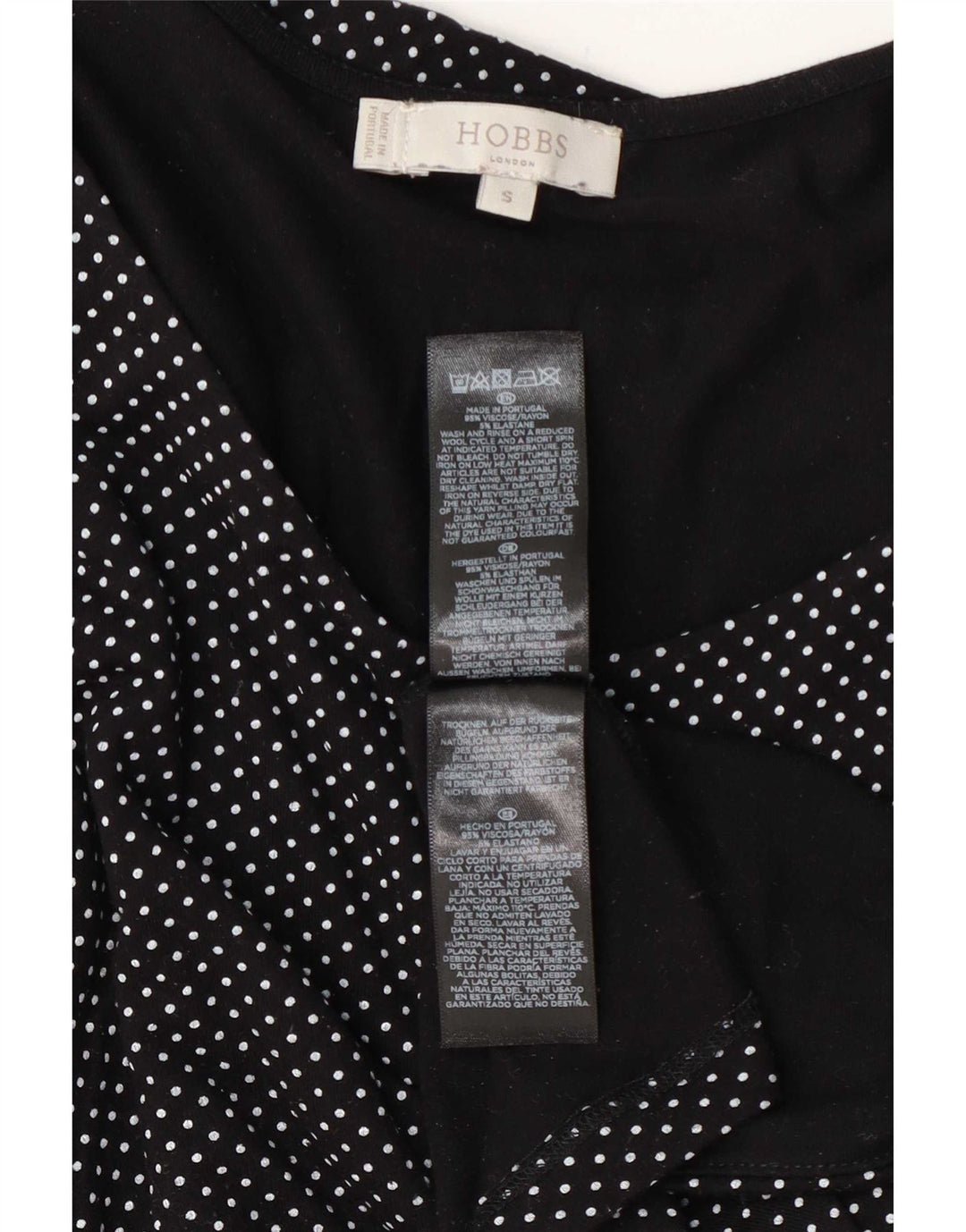 Top damski Hobbs z rękawem 3/4 UK 10 Small Black w kropki, wiskoza