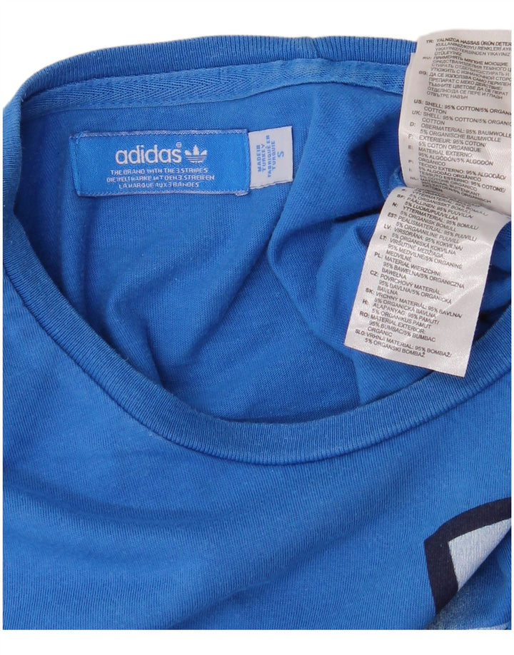 Męska koszulka z grafiką Adidas, mała, niebieska, bawełniana