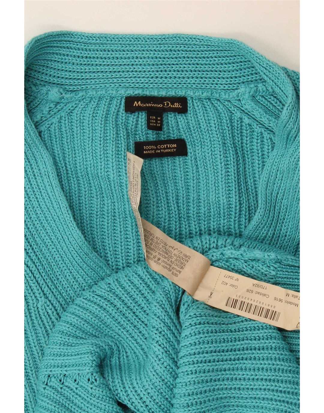 Sweter damski Massimo Dutti Oversize z dekoltem w kształcie litery V, UK 14, średni turkus