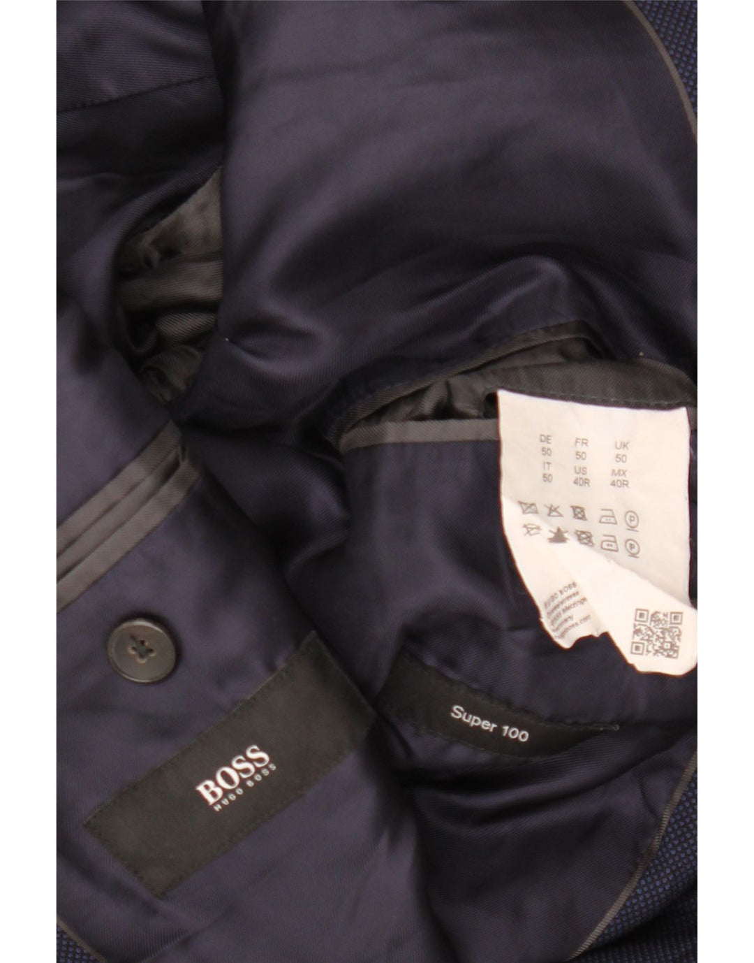 Męska marynarka zapinana na 2 guziki HUGO BOSS IT 50, duża, granatowa