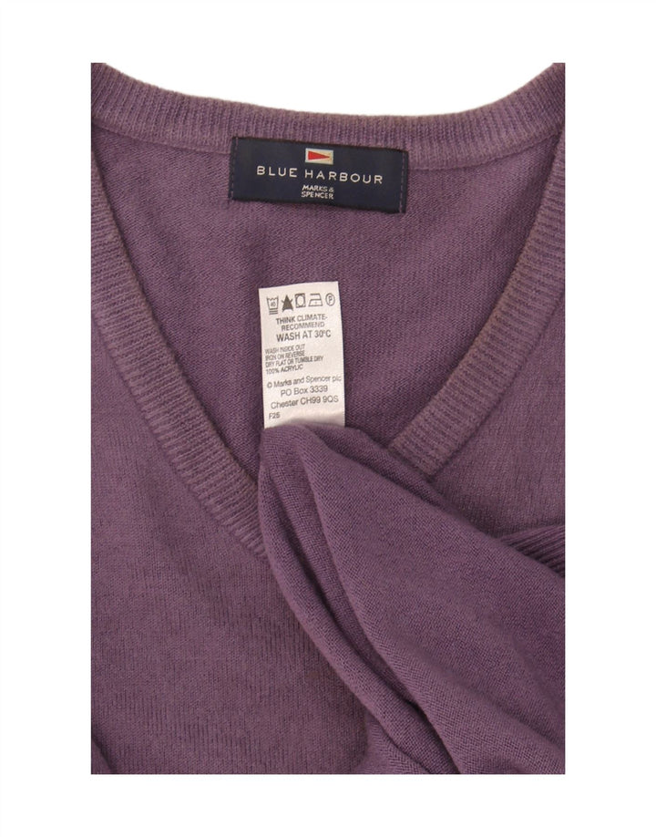 Męski sweter Marks & Spencer Blue Harbor z dekoltem w kształcie litery V, duży fiolet