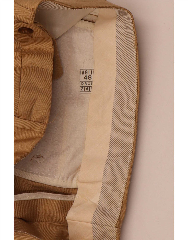 Męskie proste spodnie garniturowe w stylu vintage IT 48 Medium W30 L32 Beżowe