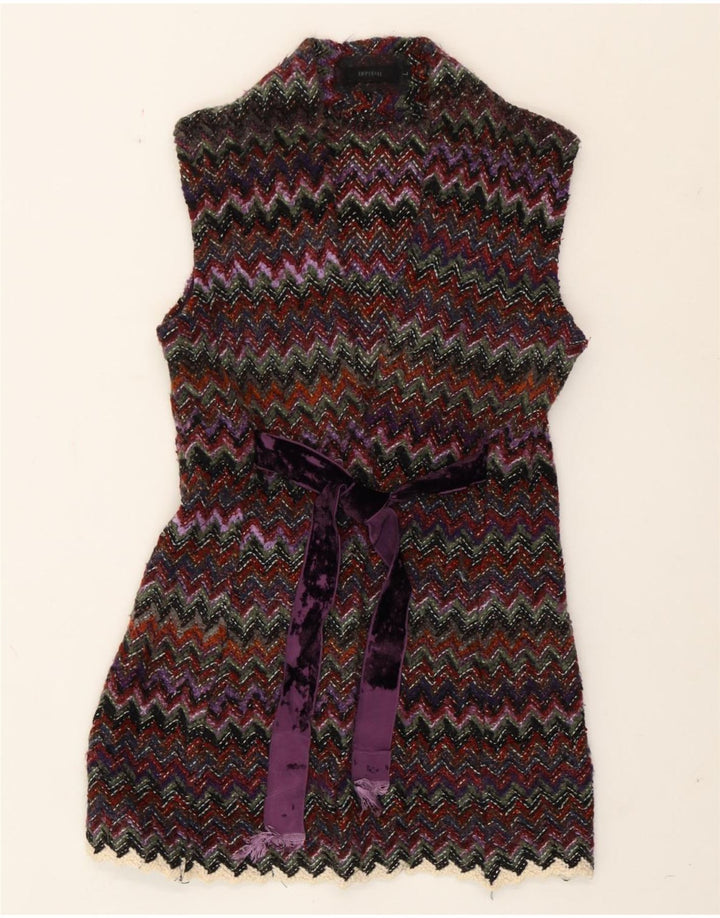 Sweter damski w stylu vintage, brytyjski 10, mały, wielobarwny jodełka