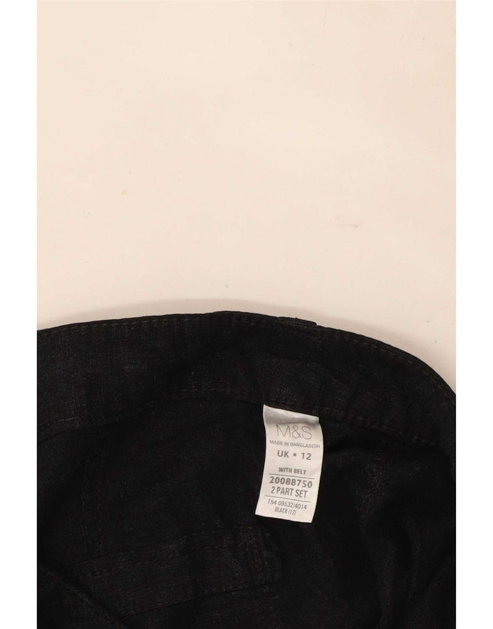 Marks & Spencer Damskie spodnie Capri UK 12 Medium W32 Czarne lniane
