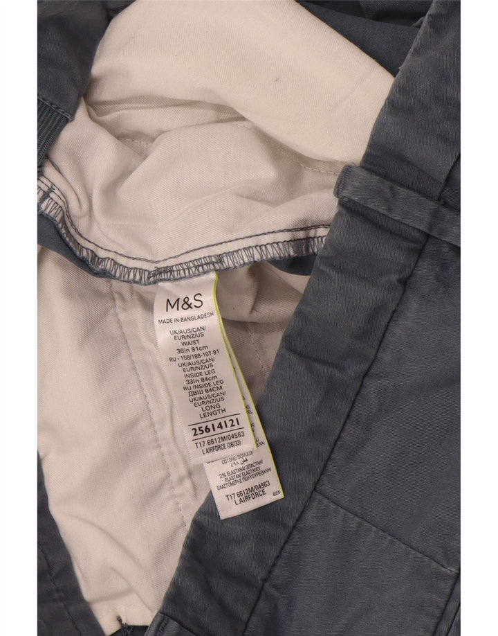 MARKS & SPENCER Męskie proste spodnie chino W36 L33 Szara bawełna