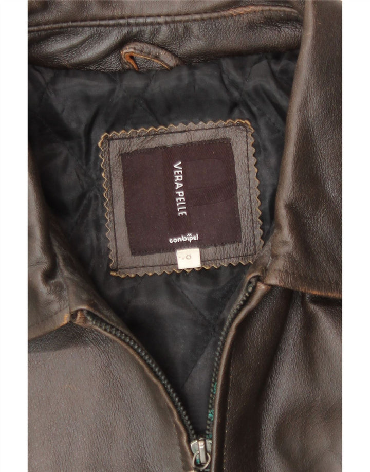 Conbipel Męska kurtka skórzana IT 48 Średniobrązowa skóra
