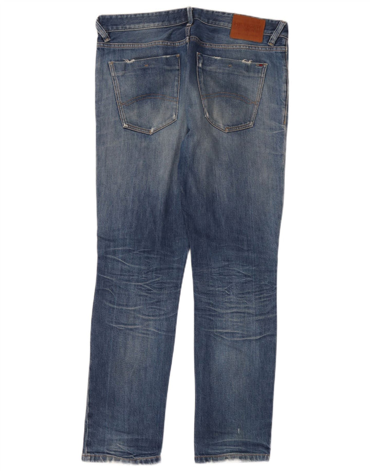 Męskie dżinsy Tommy Hilfiger w trudnej sytuacji W34 L32 Niebieska bawełna