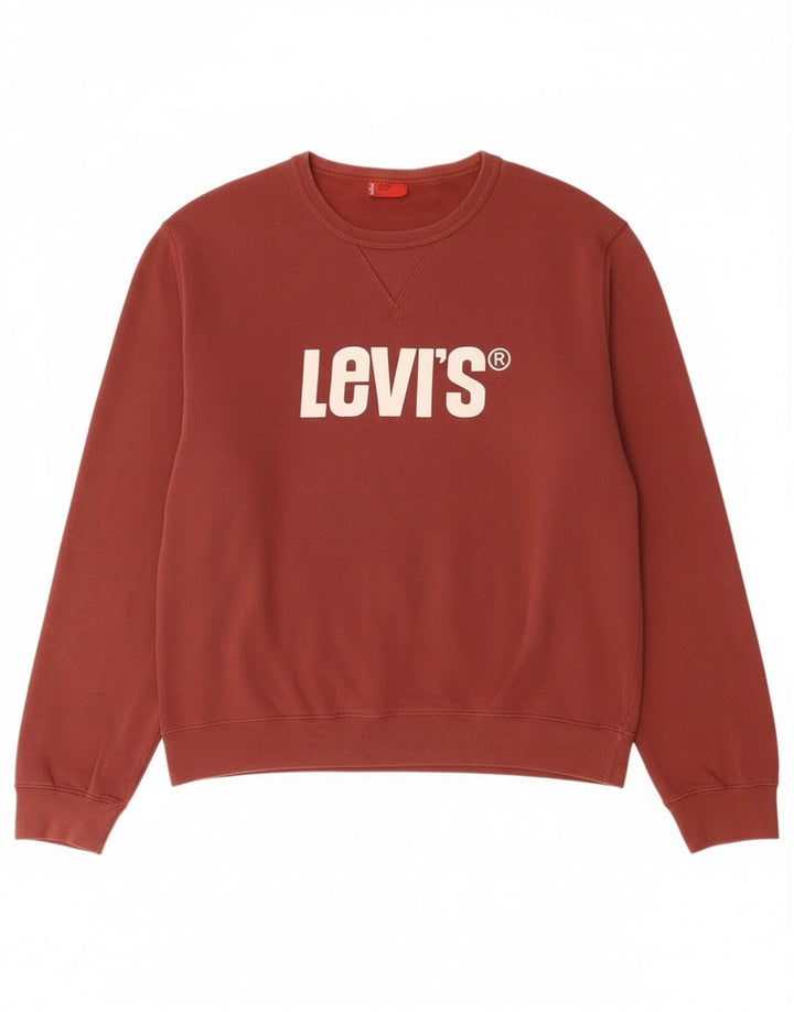 Męski sweter z grafiką Levi's, duży, bordowy, bawełniany