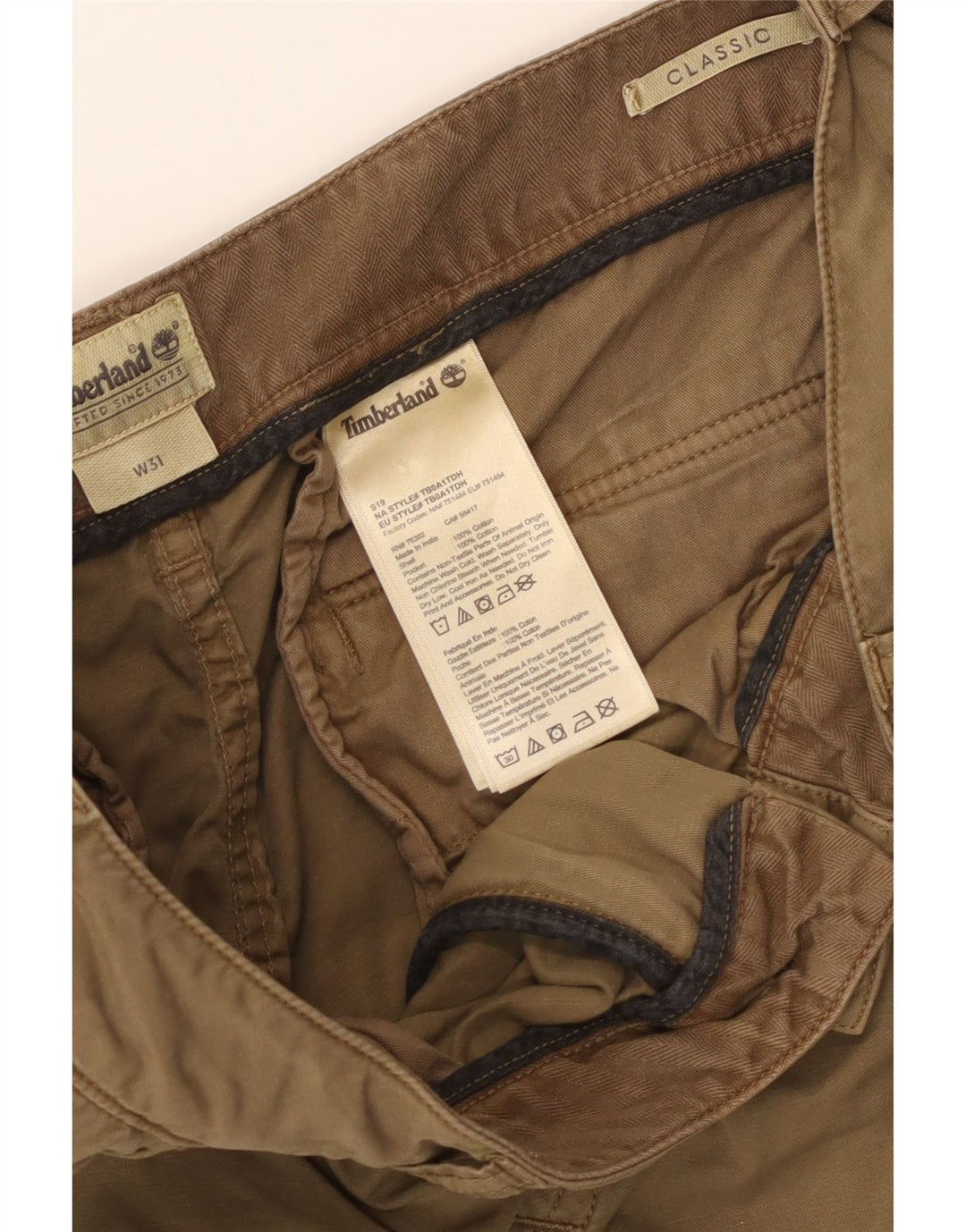 Męskie szorty cargo TIMBERLAND o klasycznym kroju W31, średnia bawełna khaki