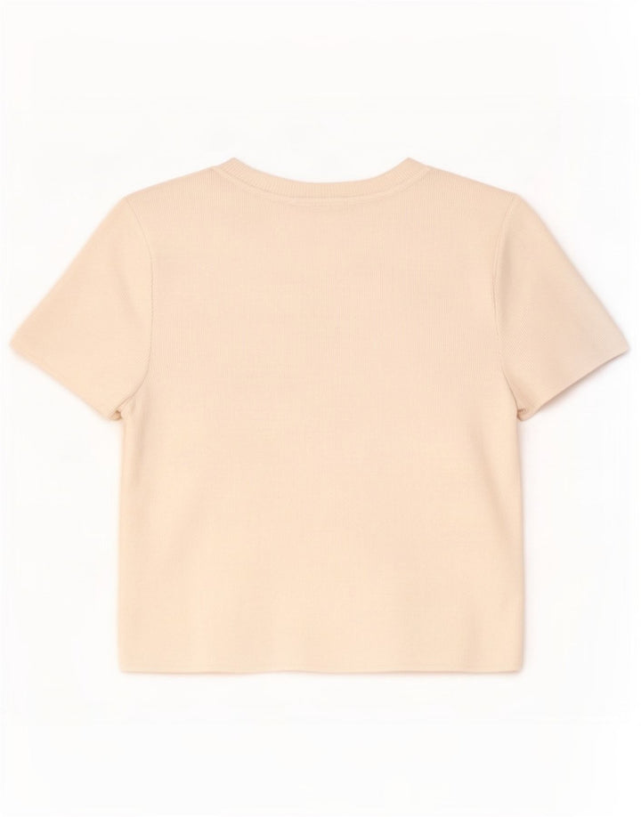 Damski krótki t-shirt Zara UK 12, średnia biała wiskoza