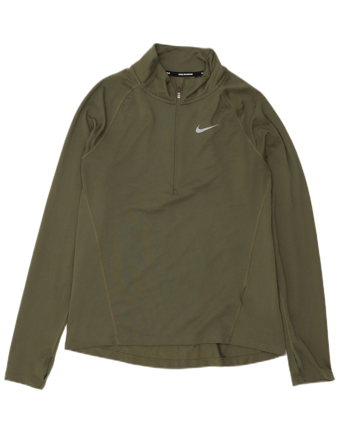 Damska koszulka do biegania Nike z długim rękawem i zamkiem błyskawicznym, UK 14, średni khaki, poliester