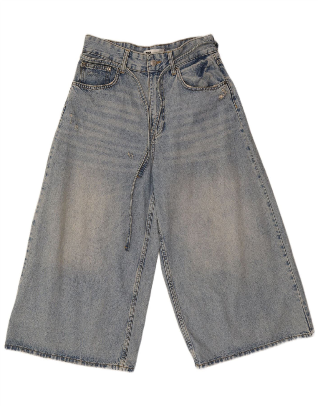 Damskie dżinsy Capri z szeroką nogawką Zara EU 40 Medium W30 L21 Niebieska bawełna