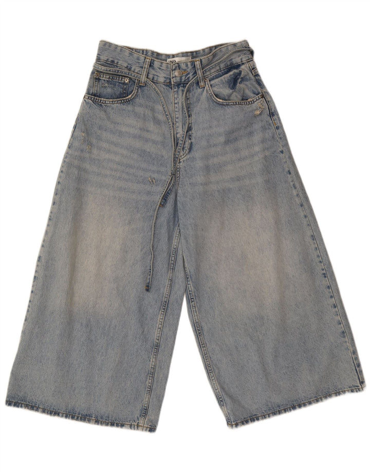 Damskie dżinsy Capri z szeroką nogawką Zara EU 40 Medium W30 L21 Niebieska bawełna