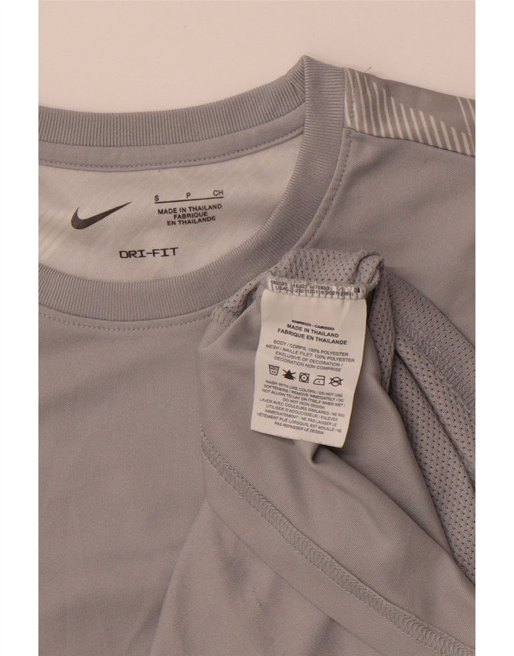 Damska koszulka Nike Dri Fit z długim rękawem, UK 10, mały, szary, geometryczny poliester