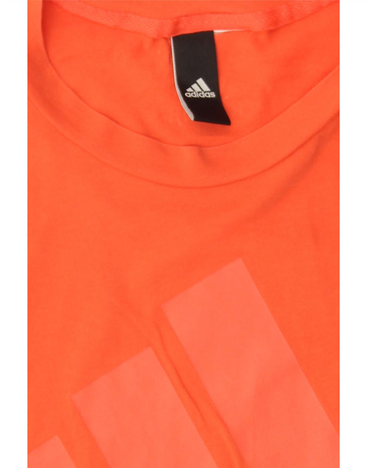 ADIDAS Womens Graphic T-Shirt Top UK 12 Medium Orange Vintage Adidas and Second-Hand Adidas from Messina Hembry 