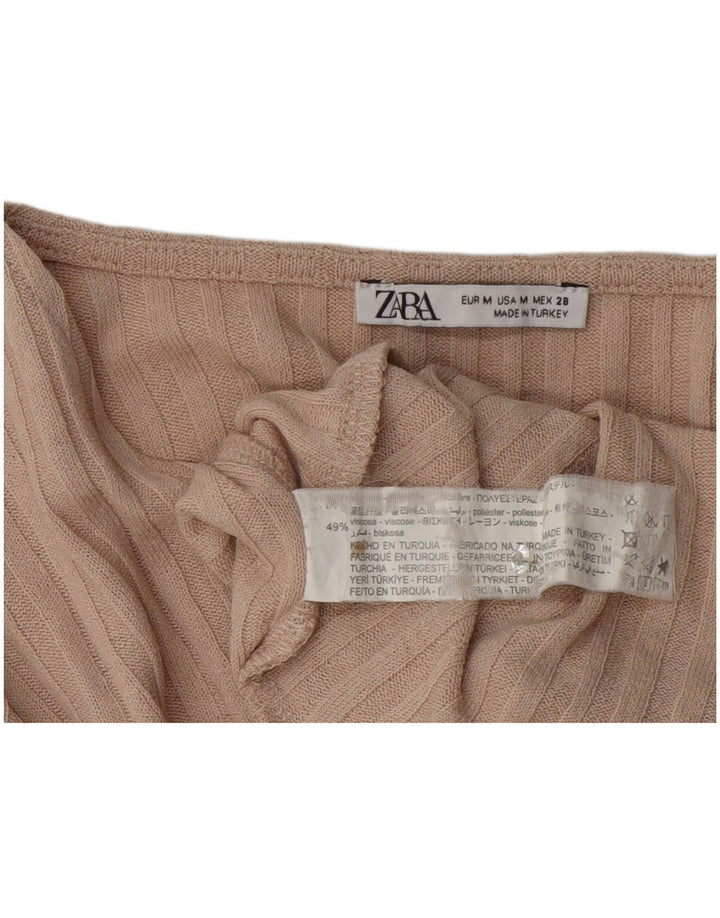 Damski krótki top Zara UK 12, średni beżowy poliester