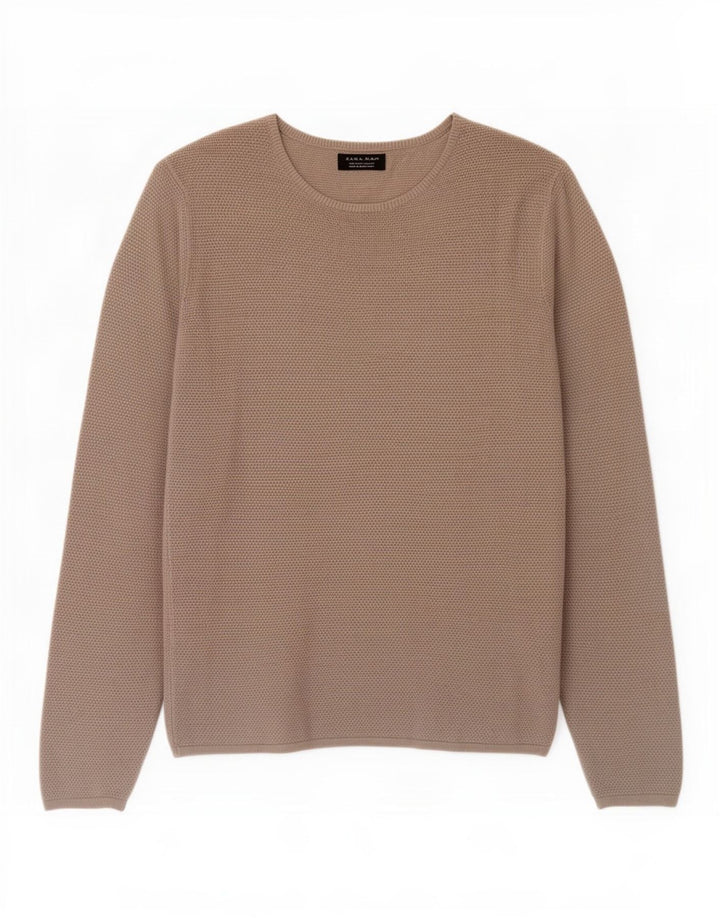 Męski sweter z dekoltem w łódkę Zara, duży, szary