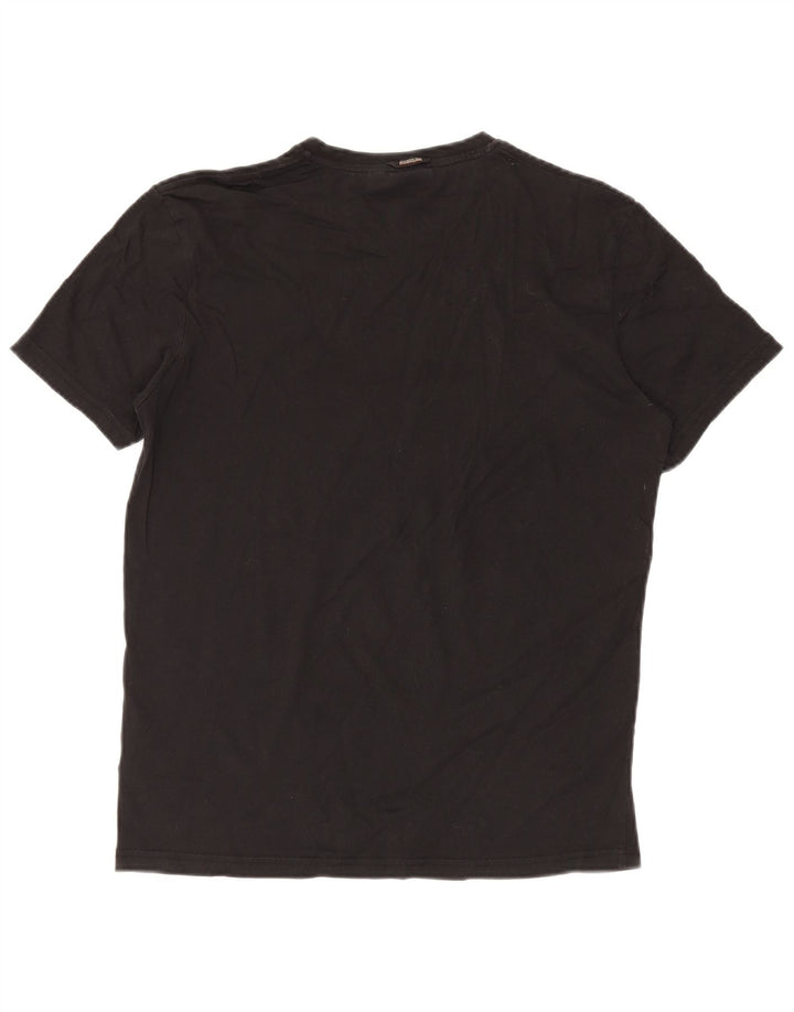 Męski T-shirt z grafiką Napapijri Top, średni czarny, bawełniany