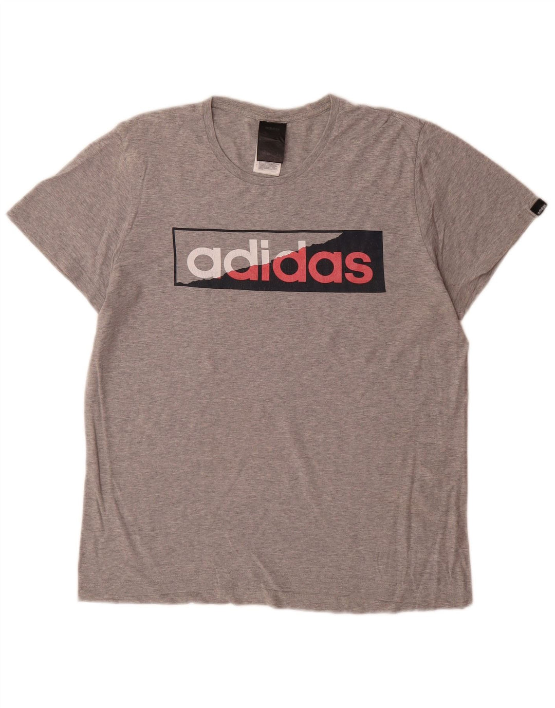Męska koszulka z grafiką Adidas, mała, szara, bawełniana